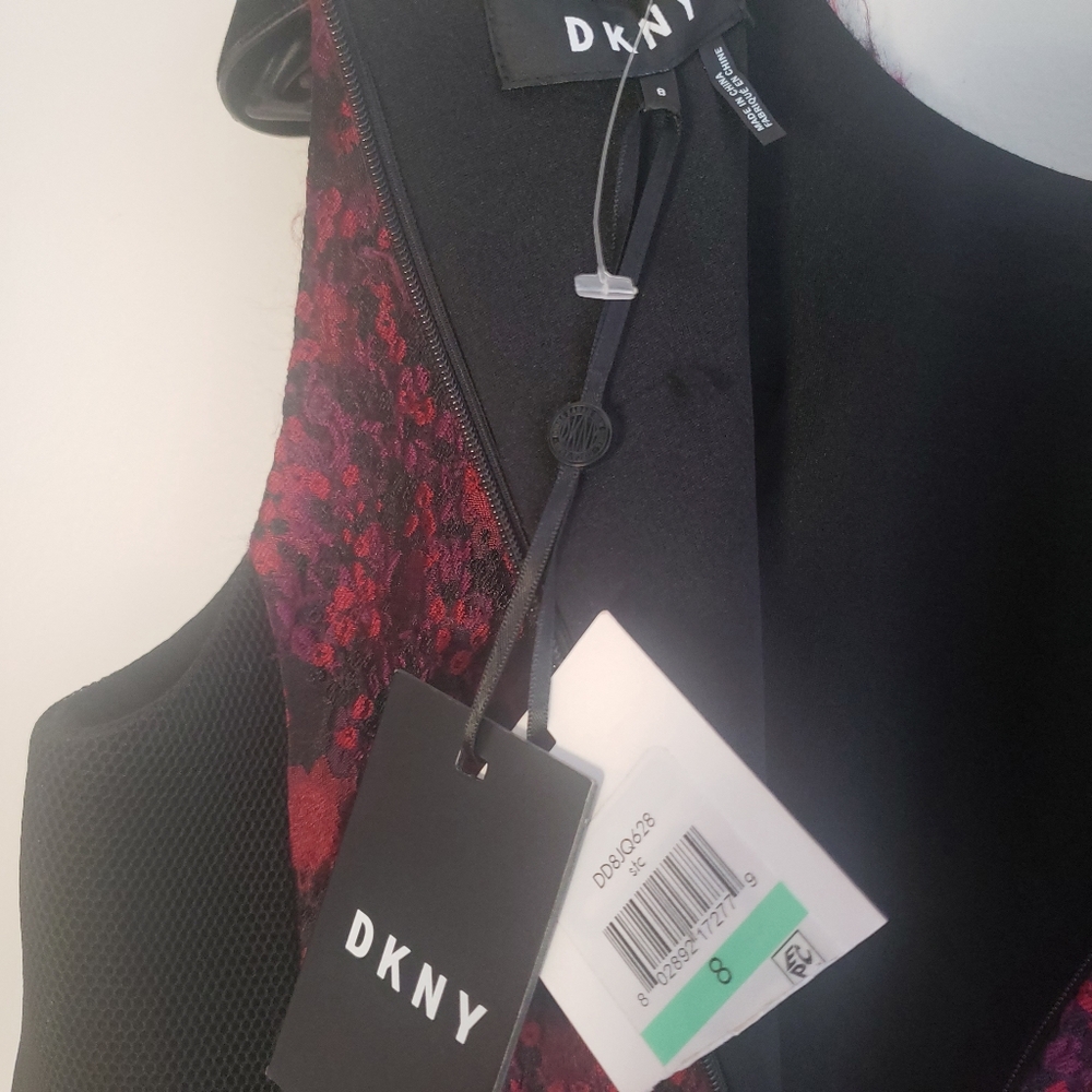 $210 DKNY New Jacquard Floral Fit Flare Sleeveless - Picture 3 of 16